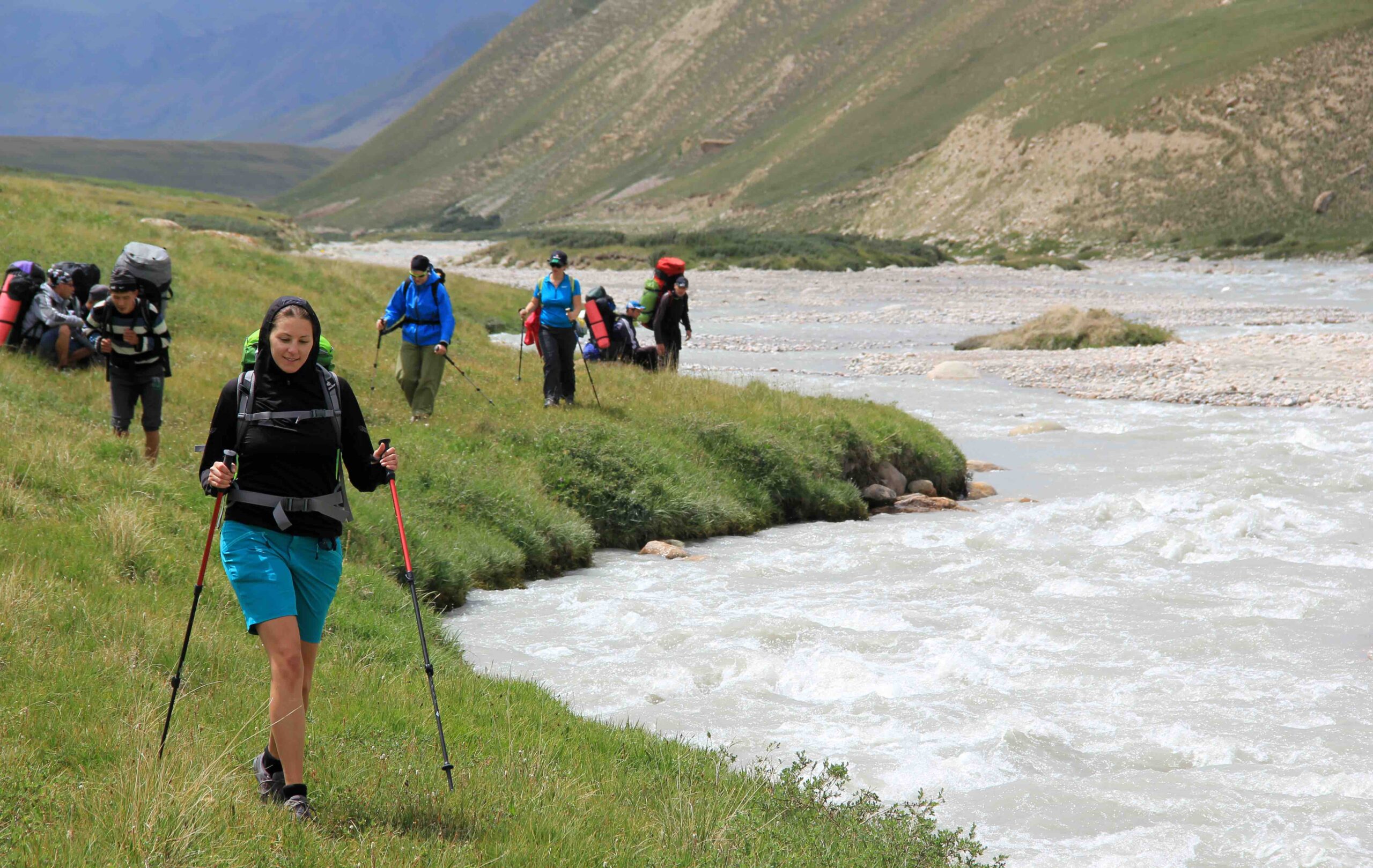 Gebirgstrekking in Kasachstan und Kirgistan