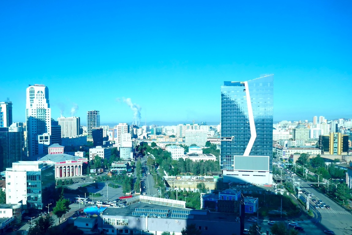 Blick aus dem Blue Sky Hotel Zentrum Ulaanbaatar 2022