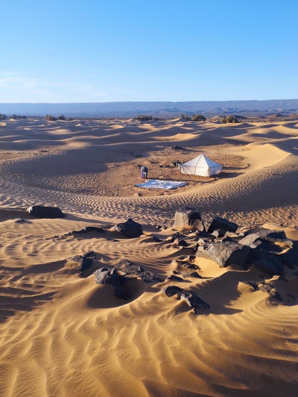 Zelt beim Kamel Trekking Sahara in Marokko